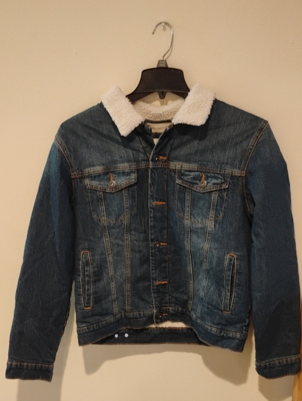 Goodfellow & Co Blue Denim Sherpa-Lined Trucker Jacket